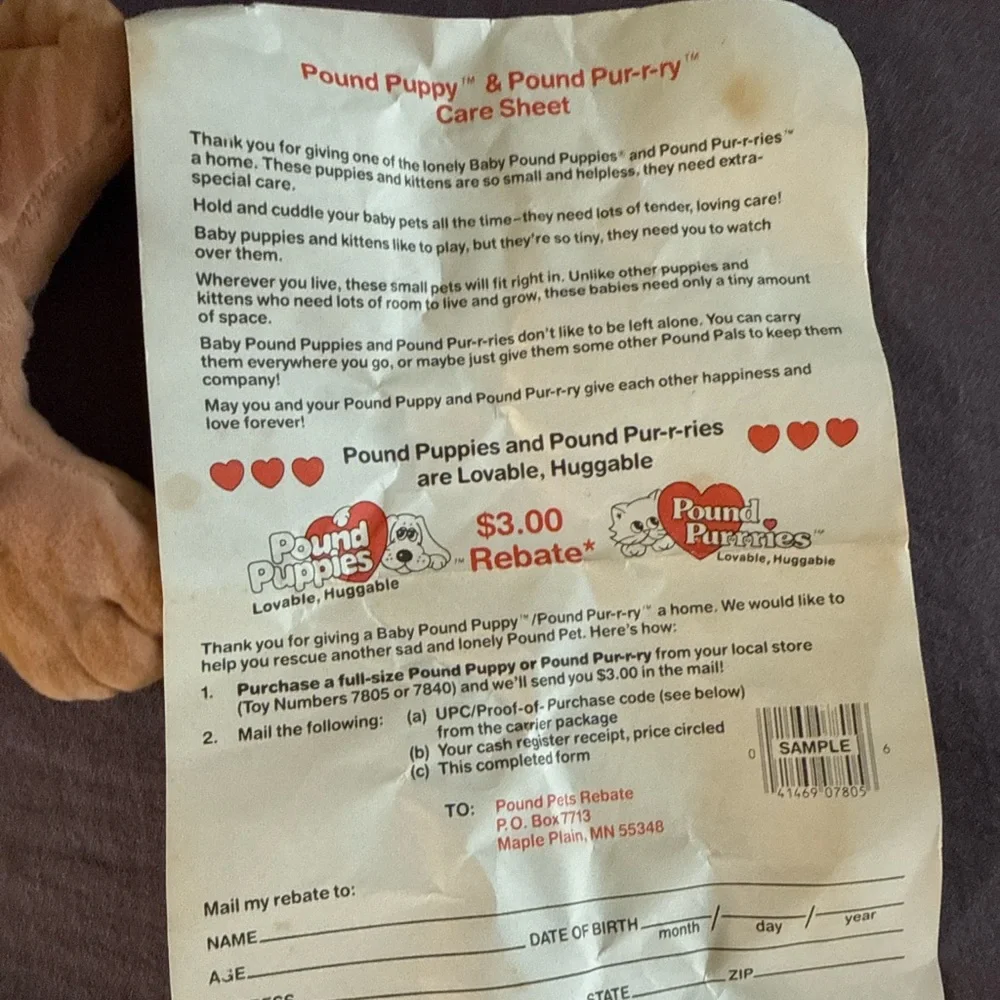 1987 Tonka Pound Purries Cat‎ Sealed NOS Plush w Paperwork